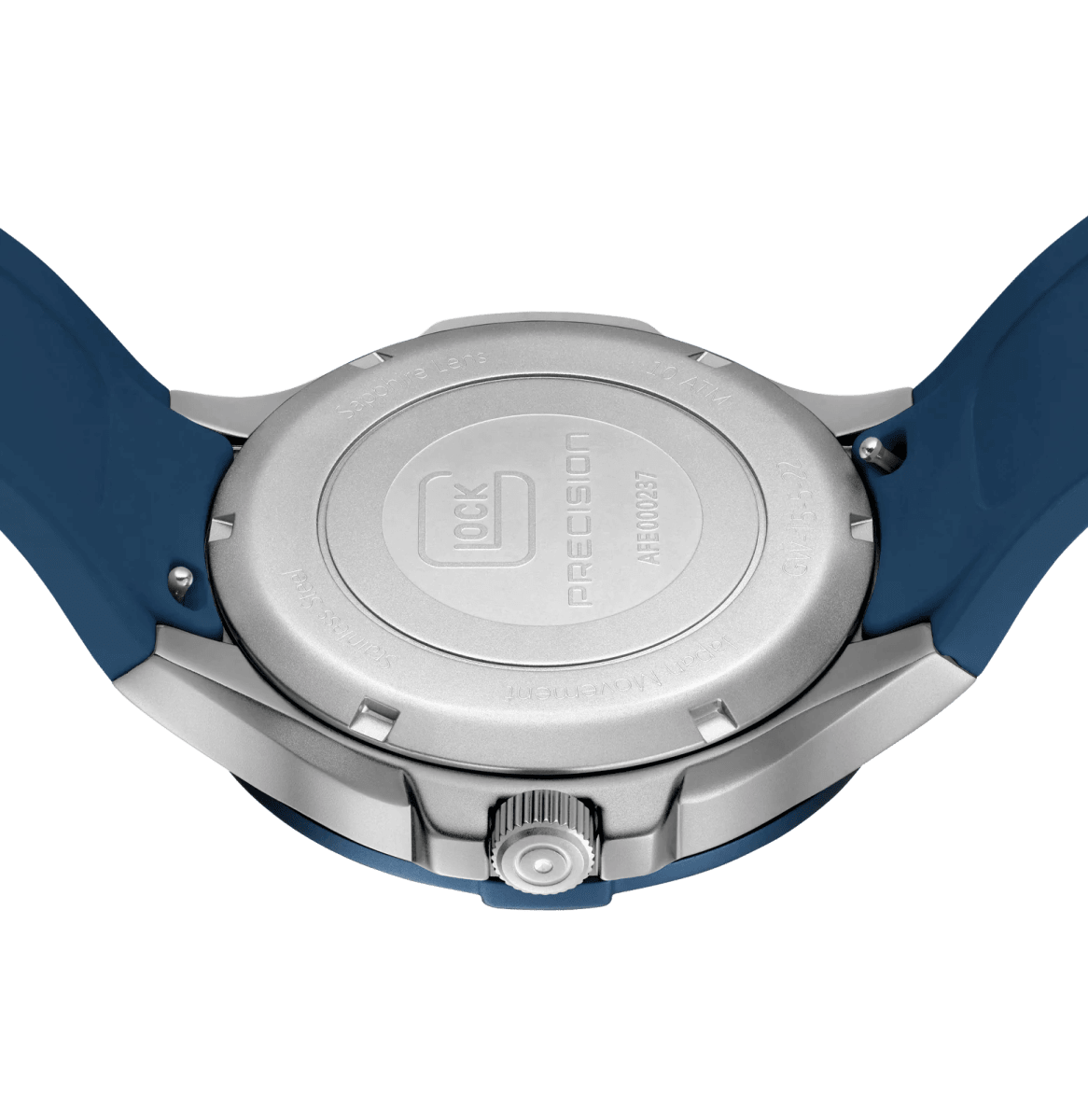 Reloj Glock caja de acero plateado y azul, correa de silicona RTF azul #GW-15-5-225