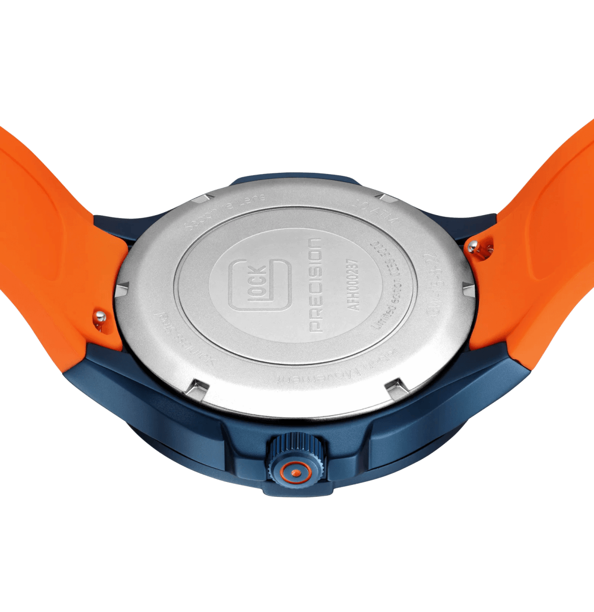 Reloj Glock Edición limitada, caja de acero azul, correa de RTF y goma azul #GW-15-8-226