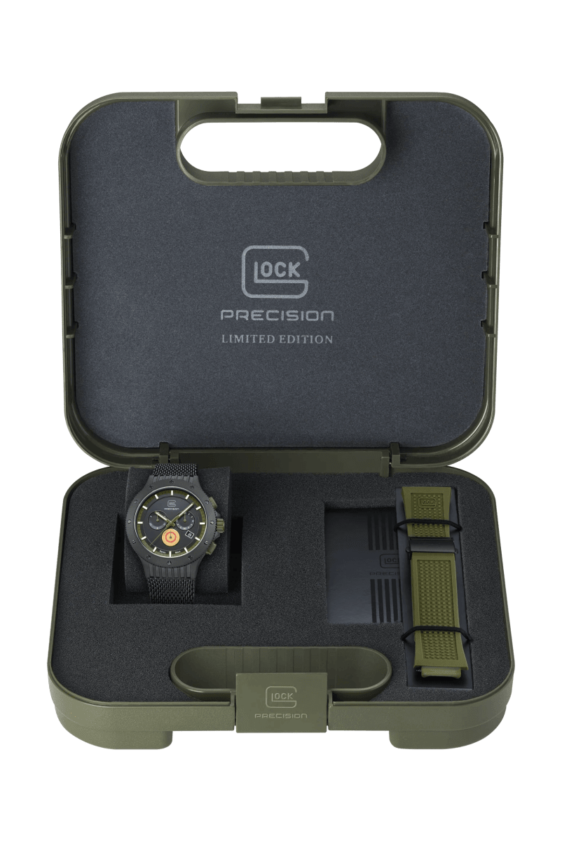 Reloj Glock Edición limitada, caja de titanio negro, correa de silicona verde - correa adicional #GW-27-1-247