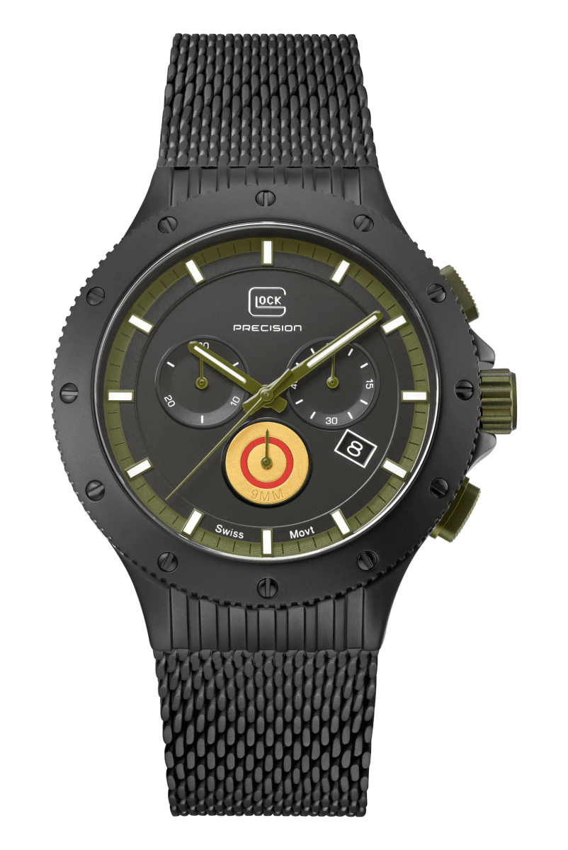 Reloj Glock Edición limitada, caja de titanio negro, correa de silicona verde - correa adicional #GW-27-1-243