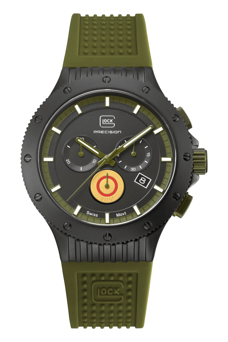 Reloj Glock Edición limitada, caja de titanio negro, correa de silicona verde - correa adicional #GW-27-1-241