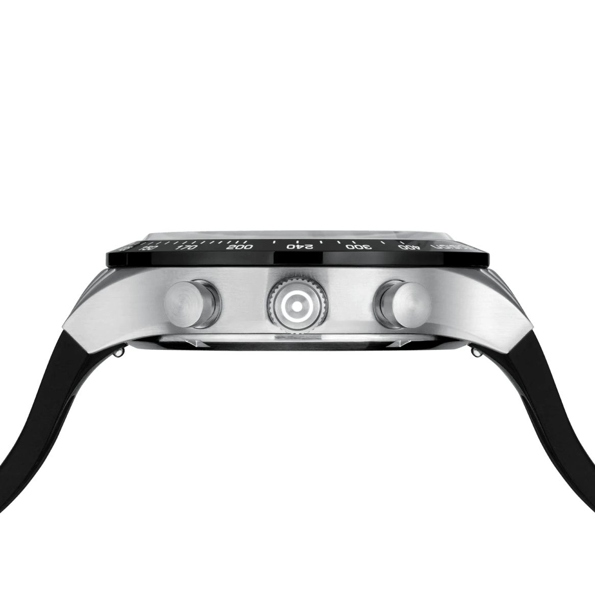 Reloj Glock Edición limitada, caja de acero plateada, correa de silicona negra - correa plateada #GW-34-4-245