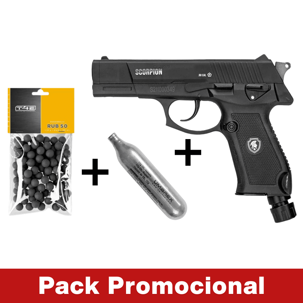 Pack Lancer Scorpion .50 + 100 Balines Rubberballs + 5 cápsulas de CO21