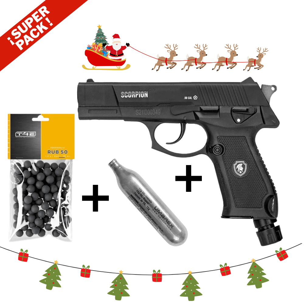 Pack Lancer Scorpion .50 + 100 Balines Rubberballs + 5 cápsulas de CO21
