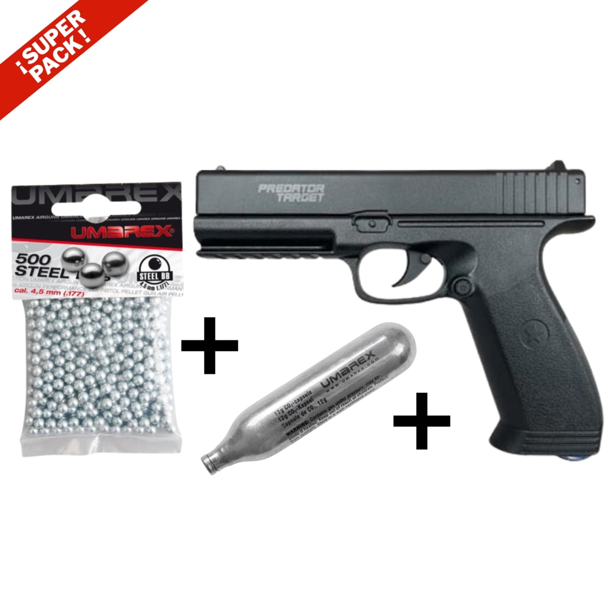 Pack Predator Target + Bolsa de 500 Balines + 5 cápsulas de CO21