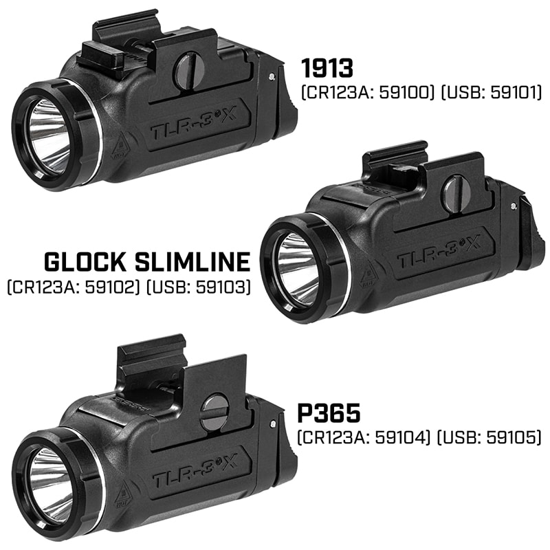 Linterna TLR-3X USB para riel picatinny Slim, color negra, incluye bateria recargable SL-B9, #591035