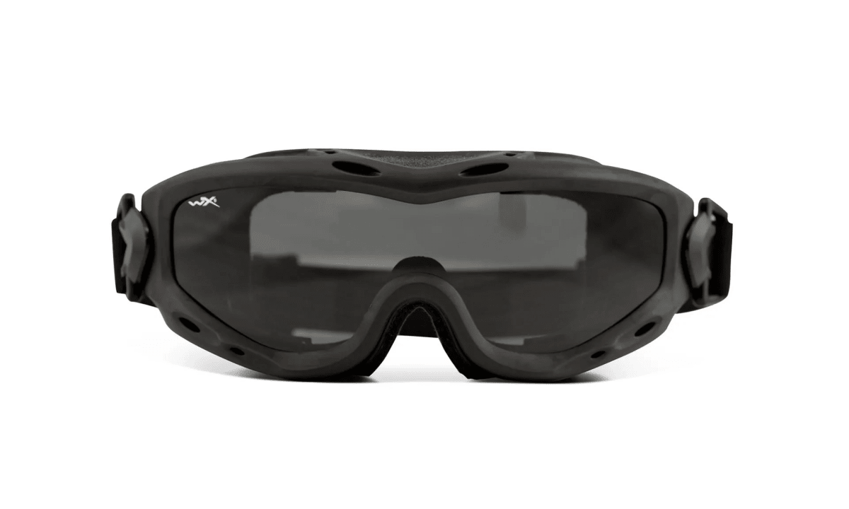 Antiparra Balística Wiley X SPEAR Negra con 2 Micas Smoke Grey y Transparente SP29B3