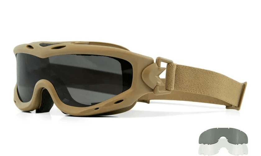 Antiparra Balística Wiley X SPEAR Tan con 2 Micas Smoke Grey y Transparente SP29T2
