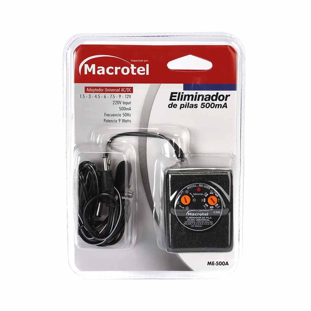 ELIMINADOR DE PILAS 500mA MACROTEL ME500A 0