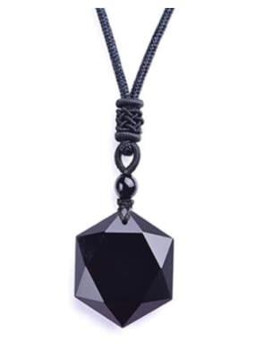 Collar Hexagrama Obsidiana
