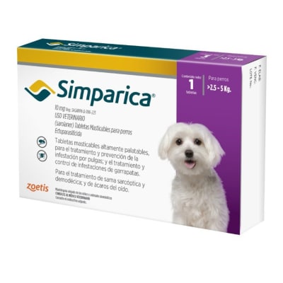 SIMPARICA 10 MG 1 TABLETA (2,5 A 5 KG)1