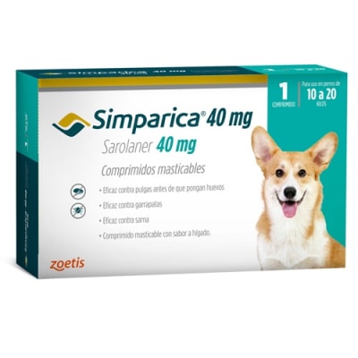SIMPARICA 40 MG 1 TABLETA (10 A 20 KG)