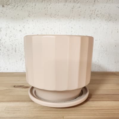 Maceta Cerámica Diseño Líneas Verticales