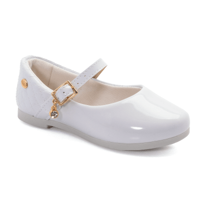 Ballerina Niña Anatómica Blanca Charol Mini Flats Klin1