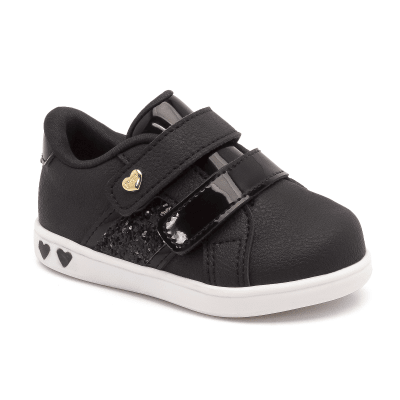Zapatilla Negra Velcro Baby Moon 218