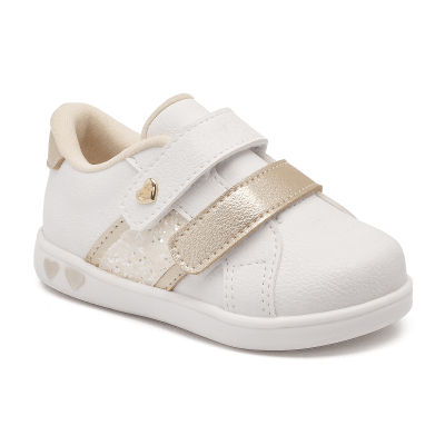 Zapatilla Blanca/Dorada Velcro Baby Moon 2181