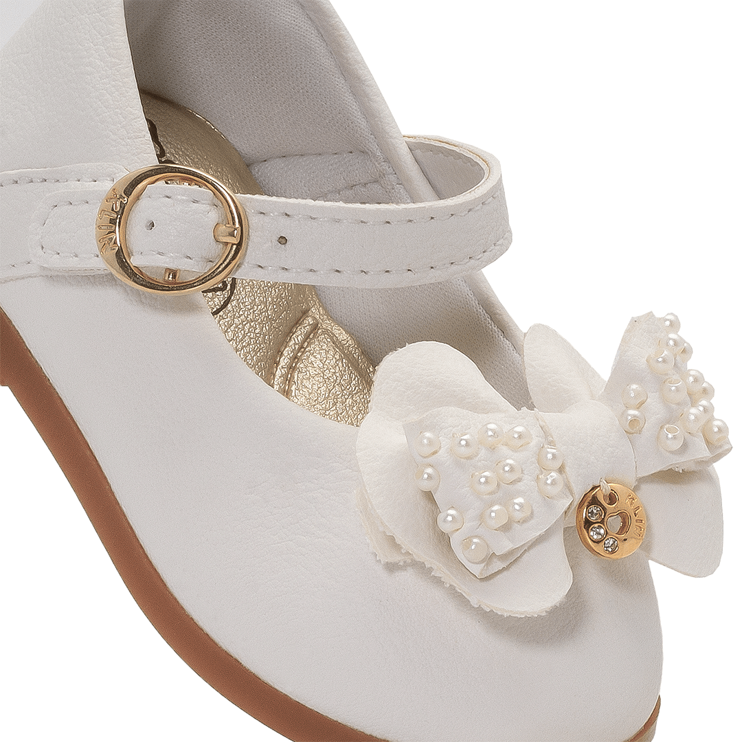 Ballerina Niña Blanca Lazo Baby Flats Klin3