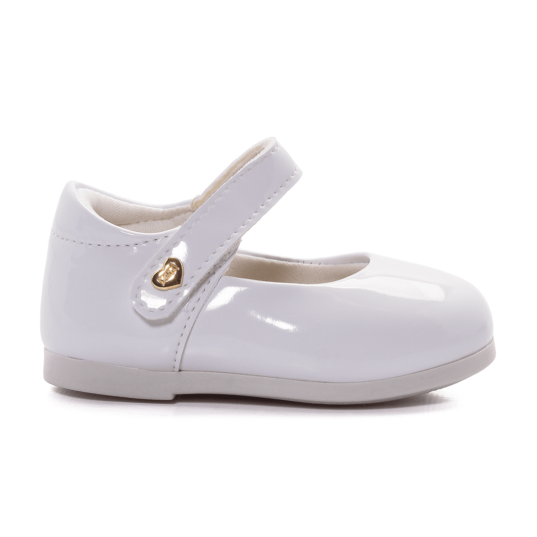 Ballerina Niña Anatómica Blanca Charol Baby Flats Klin2