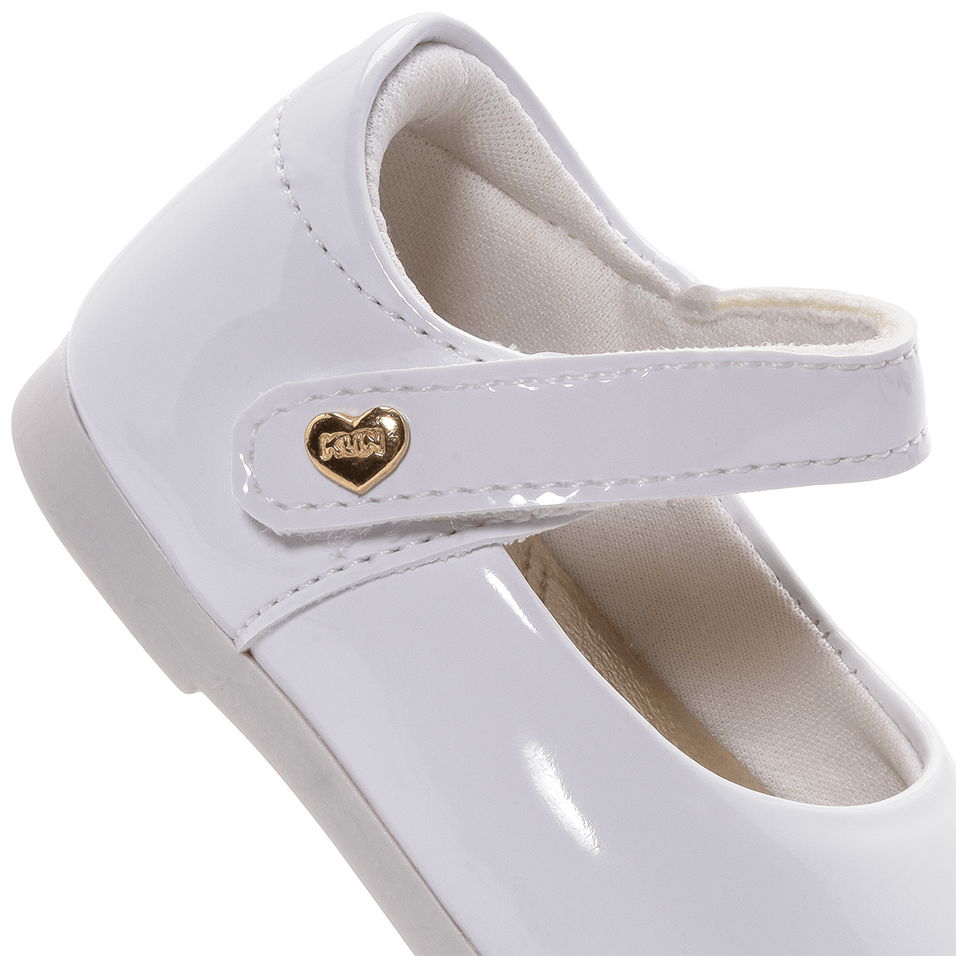 Ballerina Niña Anatómica Blanca Charol Baby Flats Klin3
