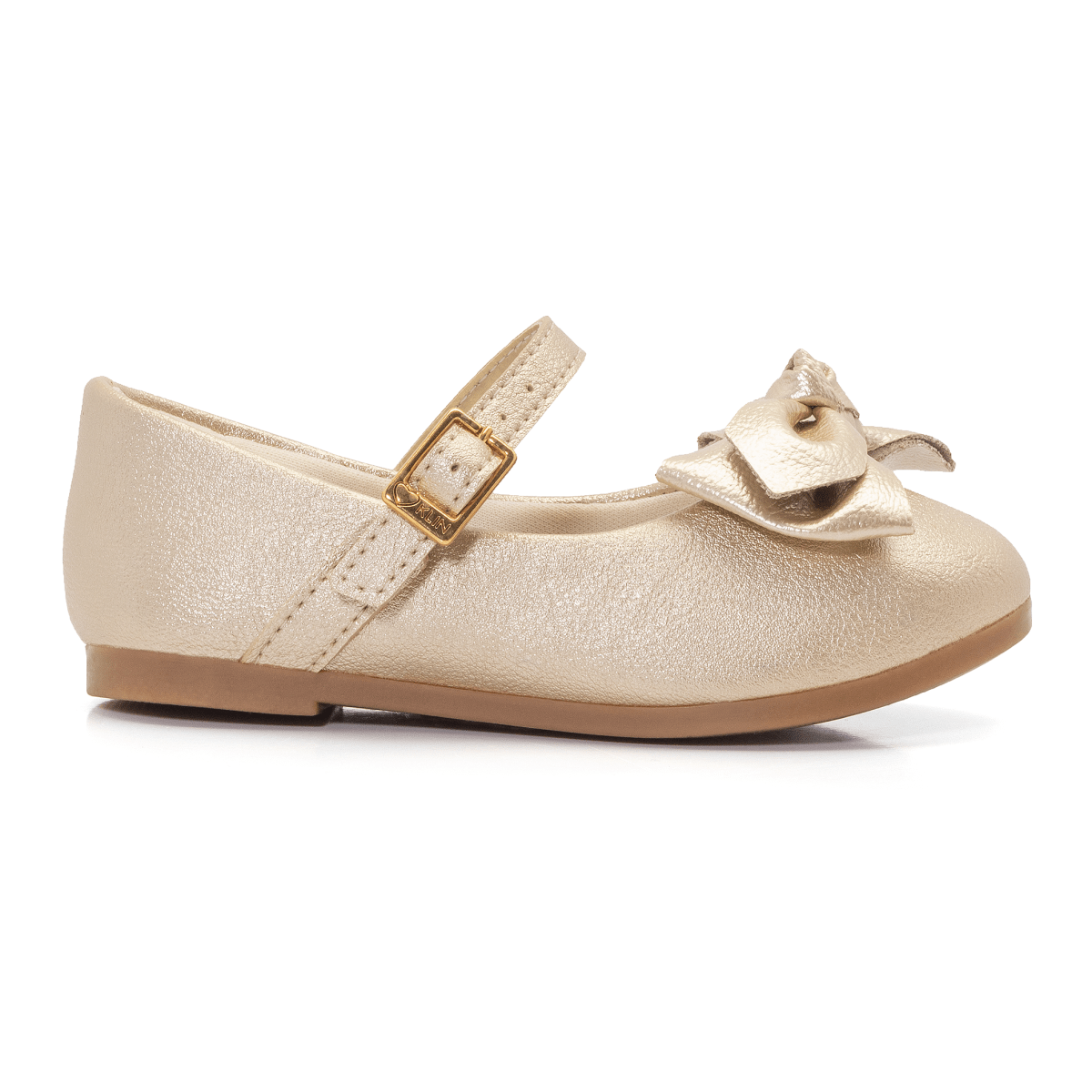 Ballerina Niña Dorada Hebilla Kids Flats Klin2