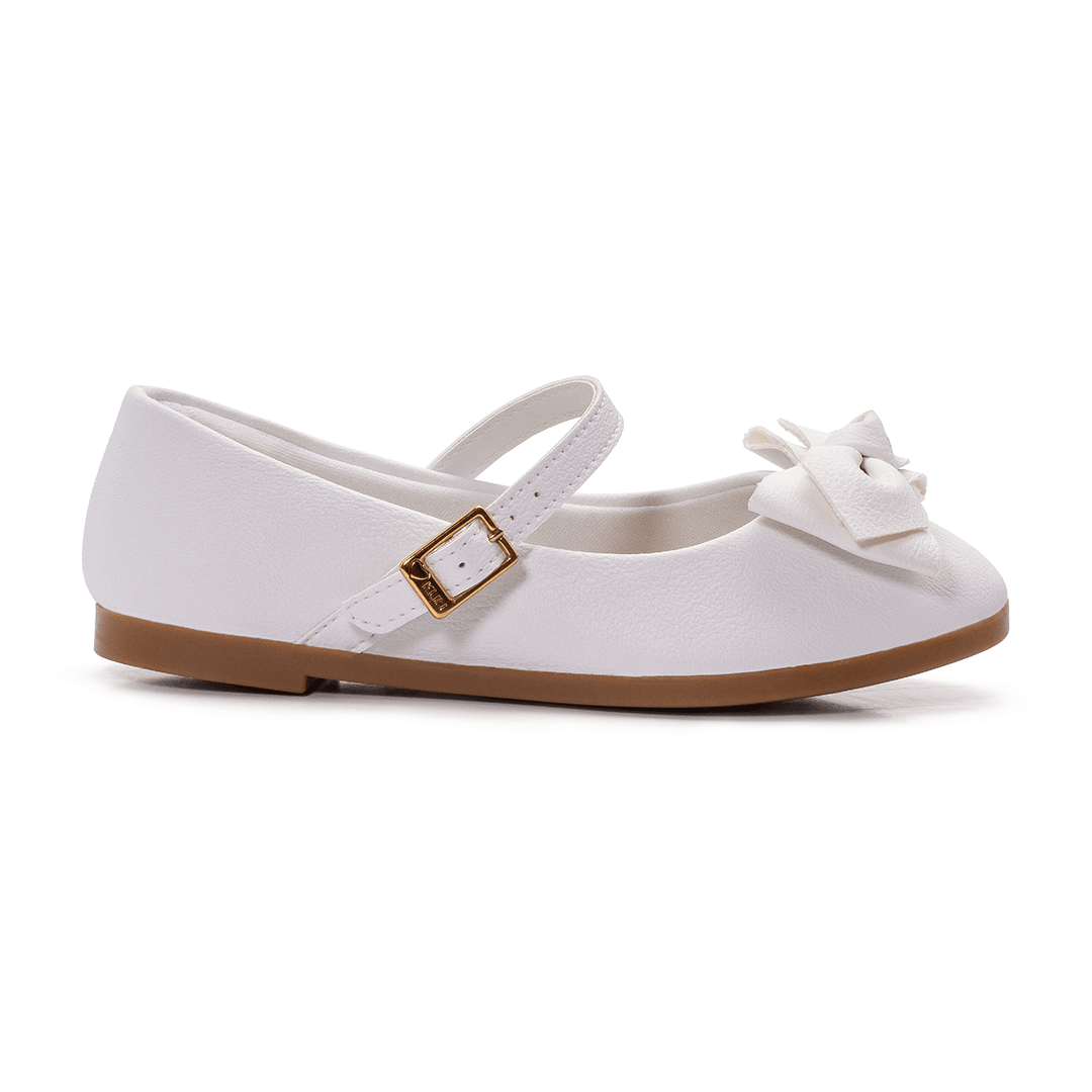 Ballerina Niña Blanca Hebilla Kids Flats Klin2