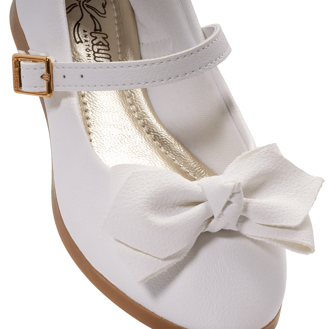Ballerina Niña Blanca Hebilla Kids Flats Klin3