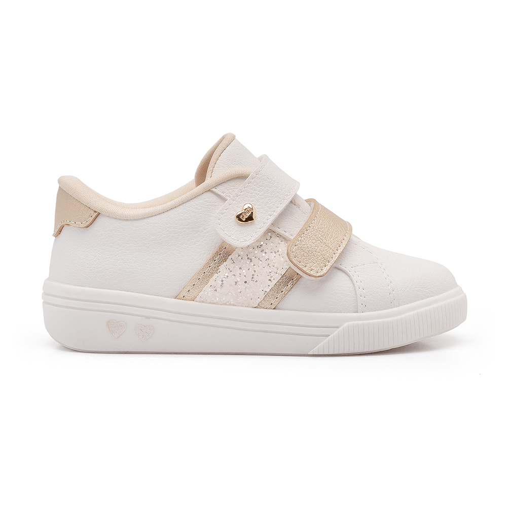 Zapatilla Blanca/Dorada Velcro Mini Moon 2252