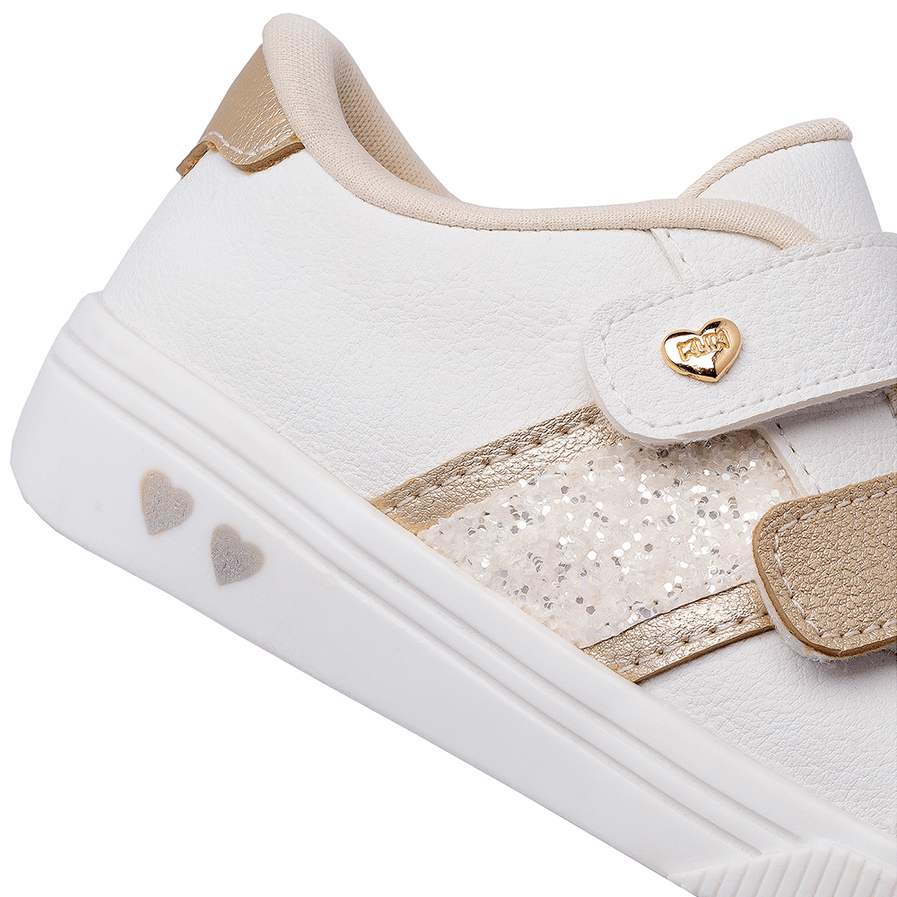 Zapatilla Blanca/Dorada Velcro Mini Moon 2253
