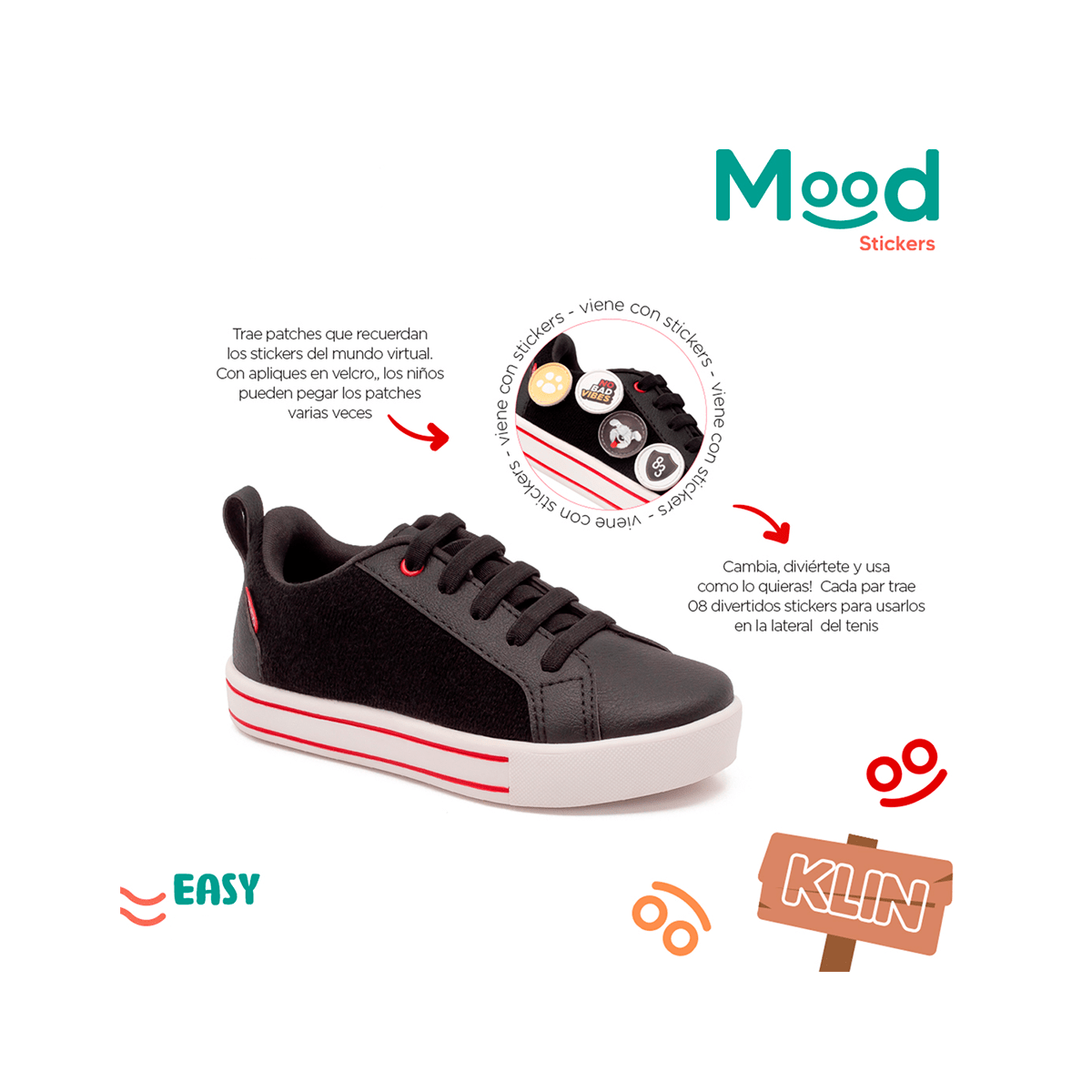 Zapatilla Mood Sticker Roja Mini Easy 2946
