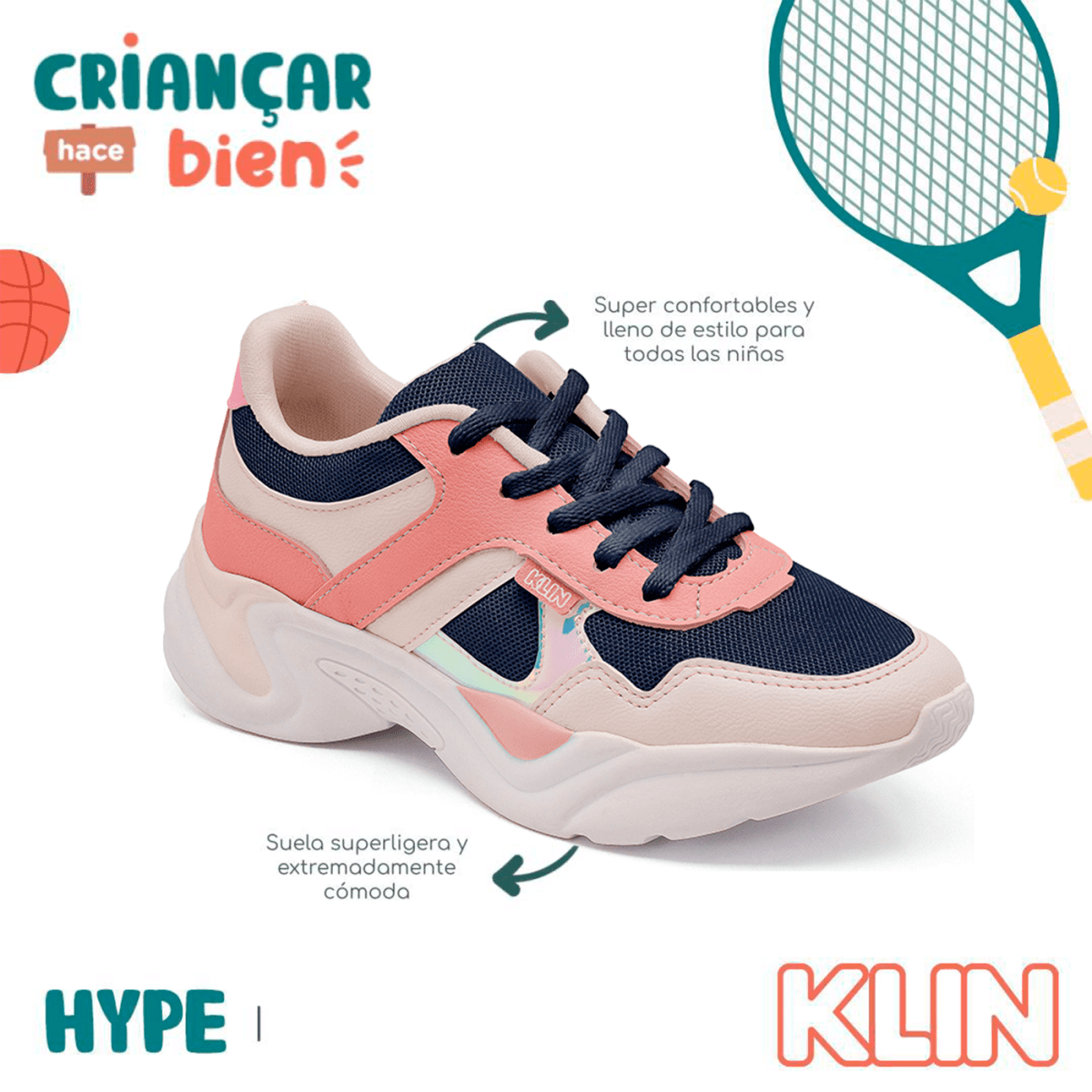 Zapatilla Marino/Coral Hype 2376
