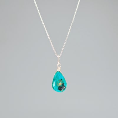 Colgante Mini De Crisocola en Gota Facetada de 10 mm1