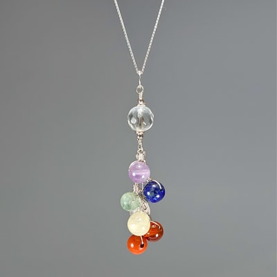 Colita De 7 Chakras, Cuarzo Cristal Y Cuarzo Amatista1