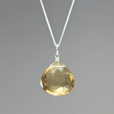 Colgante Mini De Cuarzo Citrino en Gota Facetada de 20 mm