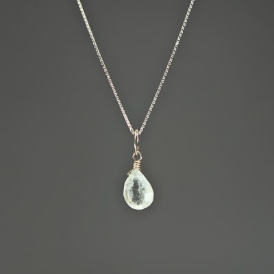 Colgante Mini De Aguamarina en Gota Facetada de 10 mm1