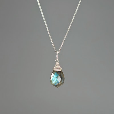 Colgante Mini De Labradorita Verde en Escudo de 12 mm1