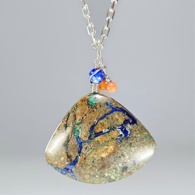 Colgante De Azurita, Malaquita Y Lapislázuli en Cabuchón Gota desde 50 mm1