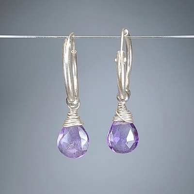 Argollas Con Dijes De Cuarzo Amatista Lila1