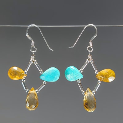 Aros Aureolas De Turquesa, Granate Espesartina Y Cuarzo Amatista Horneado1