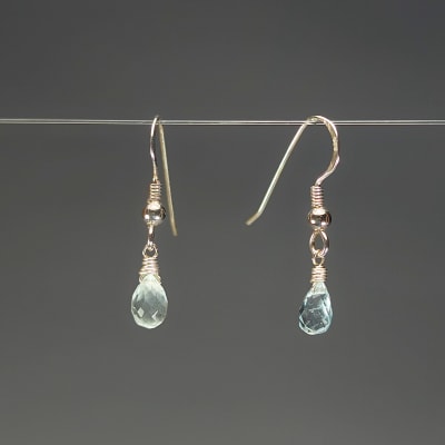 Aros De Aguamarina en Briolettes de 7 mm