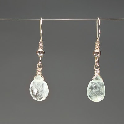 Aros De Aguamarina en Gotas Facetadas de 10 mm1