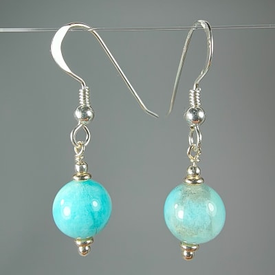 Aros De Amazonita Calipso en Perlas de 8 mm