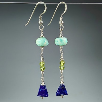 Aros De Amazonita Calipso, Peridoto Y Lapislázuli1