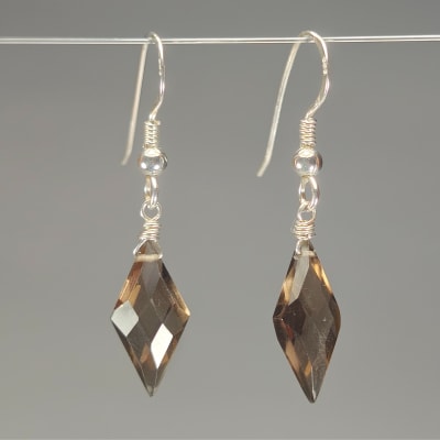 Aros De Cuarzo Ahumado en Rombo de 12 mm