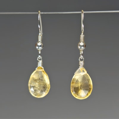 Aros De Cuarzo Amatista Horneado en Gotas Facetadas de 12 mm