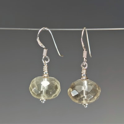 Aros De Cuarzo Limón en Rondell Facetado de 14 mm1