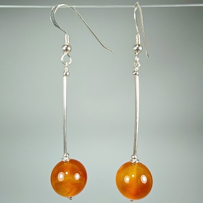 Aros De Ágata Cornalina en Perlas de 12 mm