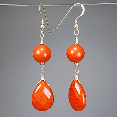 Aros De Jaspe Rojo