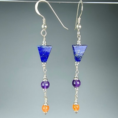 Aros De Lapislázuli, Cuarzo Amatista Y Ágata Cornalina1