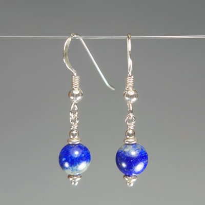 Aros De Lapislázuli en Perlas de 7 mm