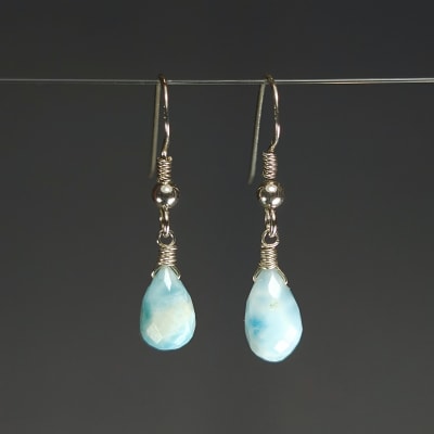 Aros De Larimar en Briolettes de 10 mm1